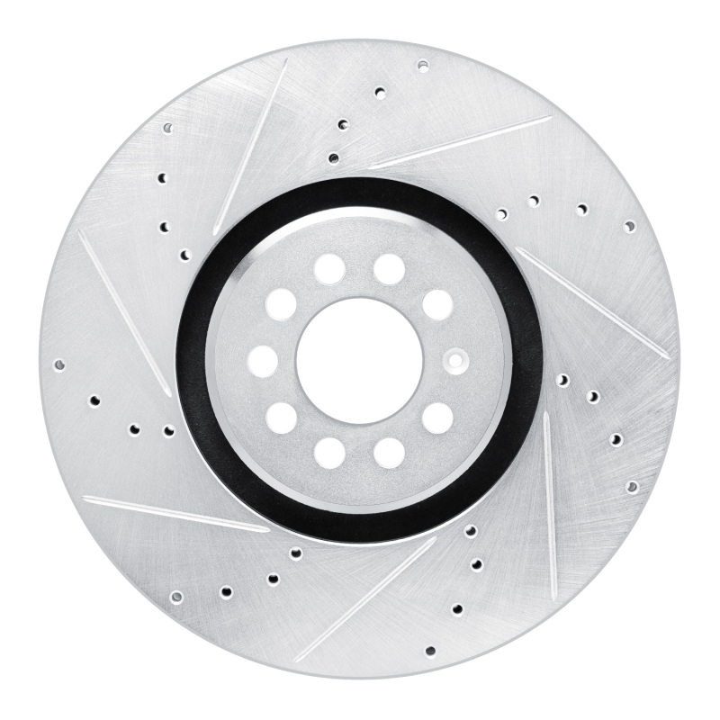 Audi TT Quattro Brake Rotor (1) - Front Left - R1 Concepts - Drilled & Slotted - Silver - `04-`06